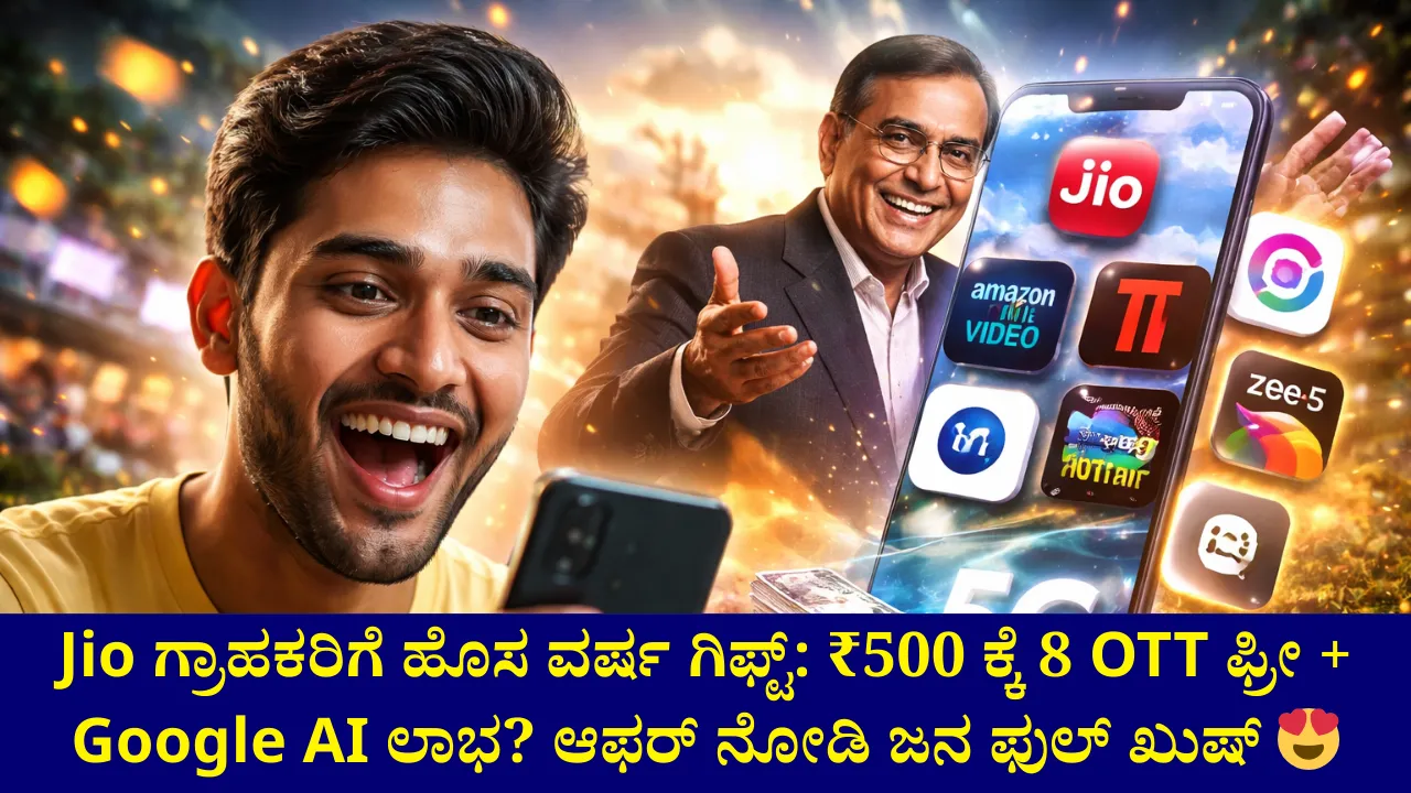 Jio New Year Offer: ಅಂಬಾನಿ ಬಿಗ್ ಸರ್ಪ್ರೈಸ್! ಕೇವಲ ₹500 ಕ್ಕೆ 8 OTT ಫ್ರೀ + Google AI ಉಚಿತ? ಗ್ರಾಹಕರು ಶಾಕ್
