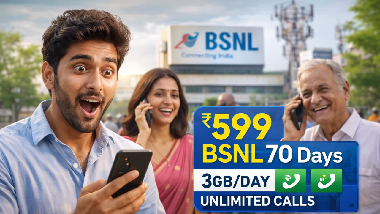 🔥 BSNL 70 ದಿನಗಳ ಟಾಪ್ ಪ್ಲಾನ್: ದಿನಕ್ಕೆ 3GB ಡೇಟಾ + ಅನ್ಲಿಮಿಟೆಡ್ ಕರೆಗಳು! ಇಷ್ಟು ವ್ಯಾಲ್ಯೂ ಎಲ್ಲೂ ಸಿಗಲ್ಲ!