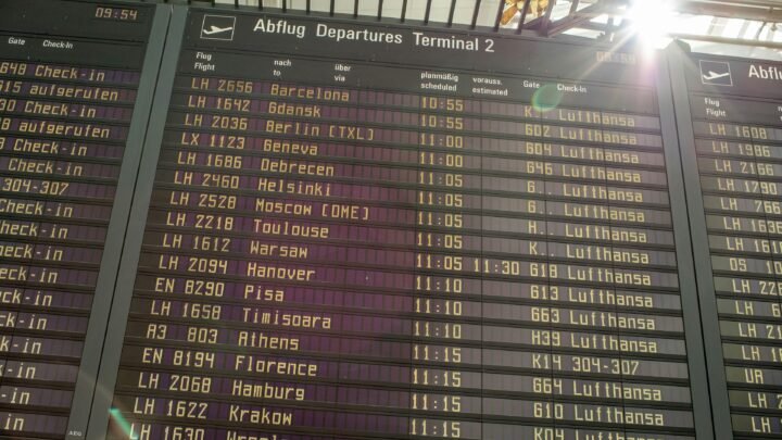 European airport departures board illustrating Brussels Airport flight cancellations